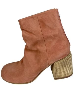 LEMARGO Fp02B Camoscio Pellame Damen Stiefelette Suede Leder - Braun