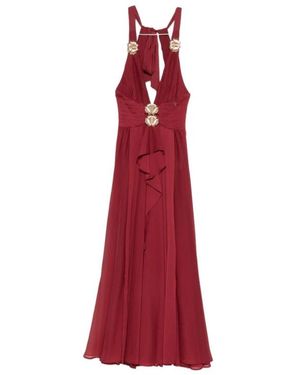 Babylon Maxi-Jurk Met Bloemversiering En Ruches - Rood