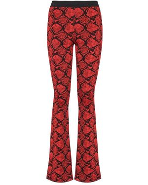 Balmain Broeken ,Rood ,Bootcut Gebreide Broek Met Python Jacquard