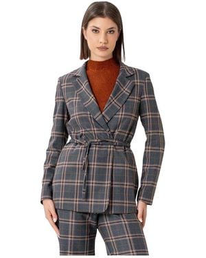 Kocca Karierte Wickeljacke - Grau