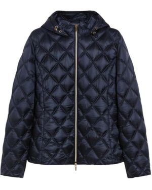 iBlues Jassen ,Zwart ,Leer Gewatteerde Jas Met Stiksels - Blauw