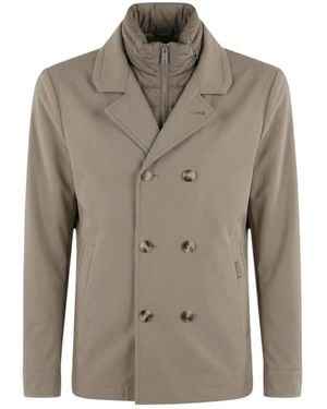 Moorer Double-Breasted Coats - Grey
