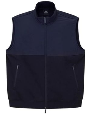 ARMANI EXCHANGE Full Zip Two-Tone Weste - Blau