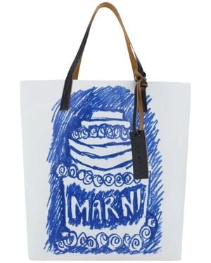 Marni Tribeca Cake Logo Tote Bag - Blauw