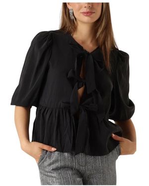 Object Schwarze Bluse 3/4 Arm Eleganter Top