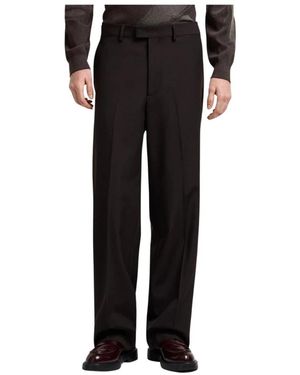 Emporio Armani Broeken ,Bruin ,Leer Tailored Wide-Leg Broek - Zwart