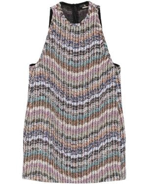 Missoni Kleedjes ,Veelkleurig ,Pailletten Chevron Gebreide Mini Jurk Met Pailletten - Grijs