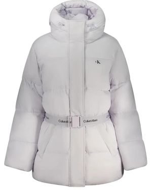 Calvin Klein Jassen ,Paars ,Leer Hooded Jack Met Lange Mouwen - Grijs