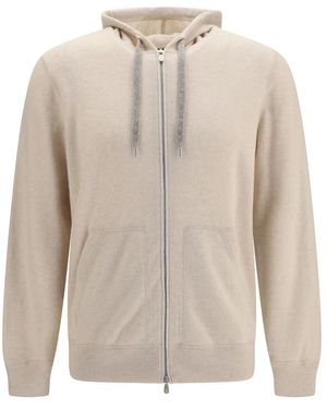 Brunello Cucinelli Hoodies & Sweatvesten ,Kasjmier Cashmere Zip-Up Hoodie - Naturel