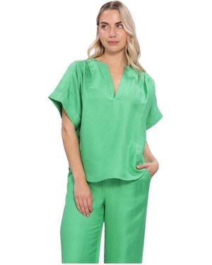 Minus Overhemden ,Groen ,Linnen Msjuno Linnen Blouse