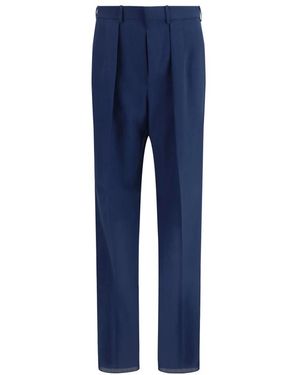 Tom Ford Broeken ,Blauw ,Wol Gekreukte Broek