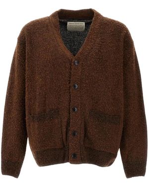 Original Vintage Truien & Vesten ,Bruin ,Wol Lange Vilten Wol Cardigan