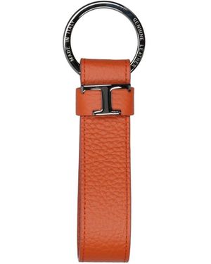 Tod's Accessoires ,Oranje ,Leer Leren Sleutelhanger Met Metalen Ring - Rood