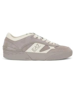 EA7 Low-Top-Sneaker Aus Leder Mit Geschichtetem Design - Grau