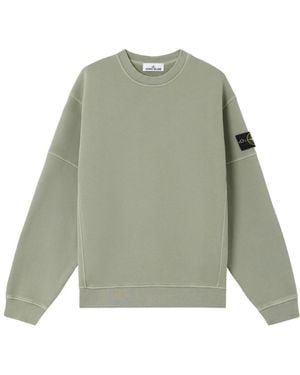 Stone Island Diagonaler Fleece Aus Bio-Baumwolljersey - Grün
