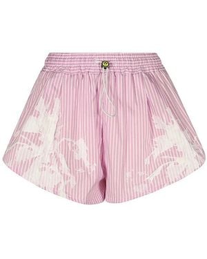 Barrow Elastische Wide Leg Shorts - Roze