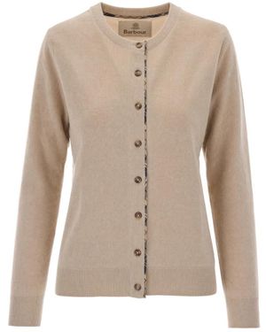 Barbour Truien & Vesten ,Katoen Ribbed Crewneck Cardigan - Naturel