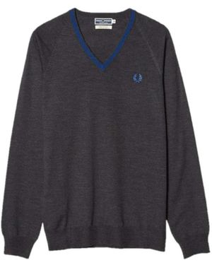 Fred Perry Merino Tipped V-Neck Jumper - Blauw