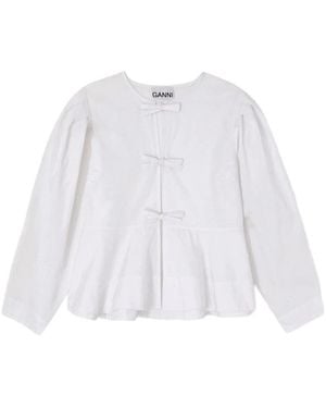 Ganni Overhemden ,Wit ,Katoen Katoenen Poplin Peplum Blouse