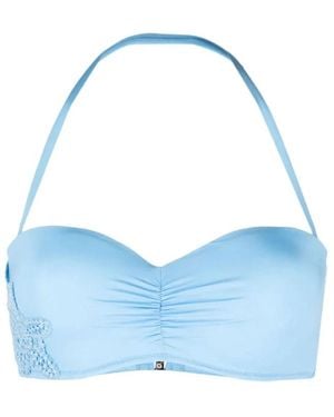 Ermanno Scervino Blaues gerafftes bandeau bikini-oberteil