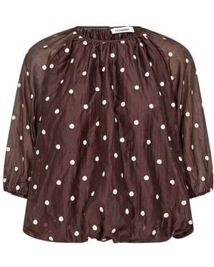 co'couture Ditacc Dot Balloon Blouse - Bruin