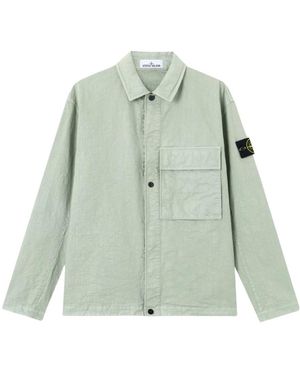 Stone Island Jassen ,Groen ,Nylon -Look Nylon Panama-Tc Overshirt