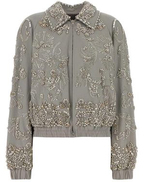 Dries Van Noten Jassen ,Grijs ,Katoen Embellished Cotton Vinnia Jacket