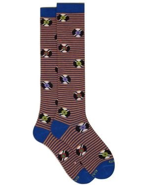 Gallo Ondergoed ,Veelkleurig ,Katoen Lange Sokken - Blauw