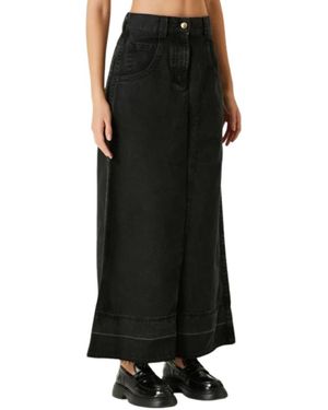 Palm Angels Schwarzer denim maxi rock mit hoher taille