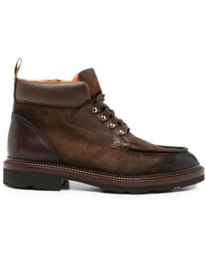 Santoni Lace-Up Boots - Marron