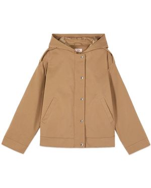 Oltre Jassen ,Polyester Korte Parka Met Capuchon - Naturel