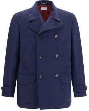 Brunello Cucinelli Double-Breasted Coats - Azul
