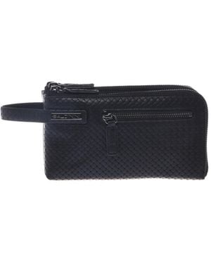 Baldinini Accessoires ,Zwart ,Leer Woven Print Leather Wallet - Blauw
