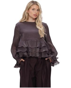 Gestuz Overhemden ,Paars ,Polyester Gzlicie Blouse - Bruin