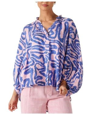 Pom Waves Blouse - Blau