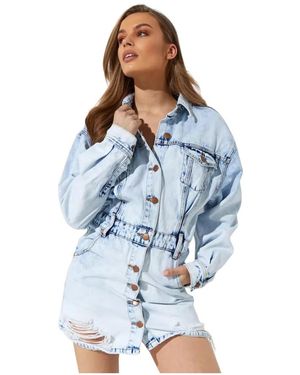 One Teaspoon Shirt Dresses - Blu