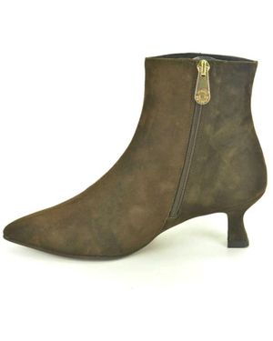 Pedro Miralles Bruin Suède Enkellaarsje +Punt 4Cm - Groen