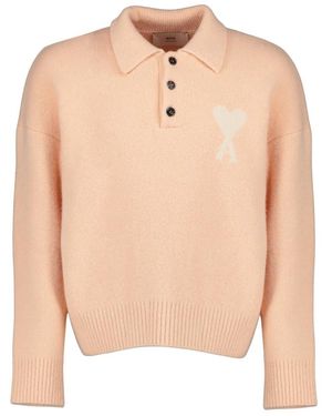 Ami Paris Round-Neck Knitwear - Neutro
