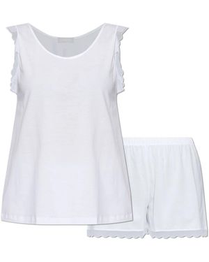 Hanro Inaya Mouwloze Korte Pyjama - Wit
