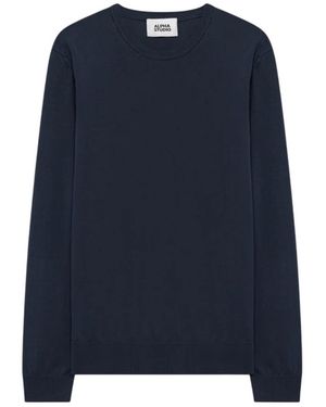 Alpha Studio Truien & Vesten ,Blauw ,Katoen Trui Met Ronde Hals