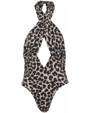 Balmain Badeanzug Mit Leoparden-Print - Mettallic