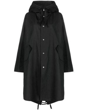 Jil Sander Baumwoll-kapuzenparka mit logodetail - Schwarz