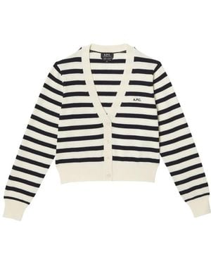 A.P.C. Ruw Katoen Zwart Gestreepte Jas