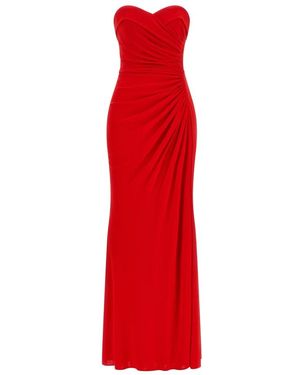 Elie Saab Strapless Draped Long Dress - Rood