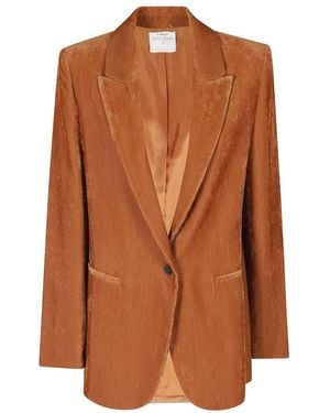 forte_forte Fließender Rippen-Samt-Blazer - Braun