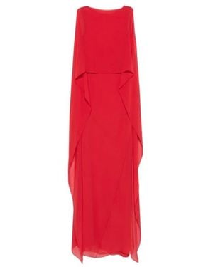 Cortana Kleedjes ,Rood ,Boat Neck Draped Cape Gown