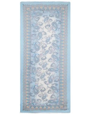 Etro Accessoires ,Blauw ,Linnen Linnenmix Sjaal Met Bloemrijk Paisley Motief