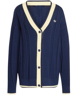 adidas Fitness ,Blauw ,Polyester Cable Knit Cardigan