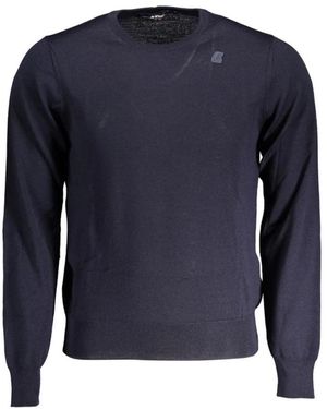 K-Way Blauer Woll-Crew-Neck-Pullover