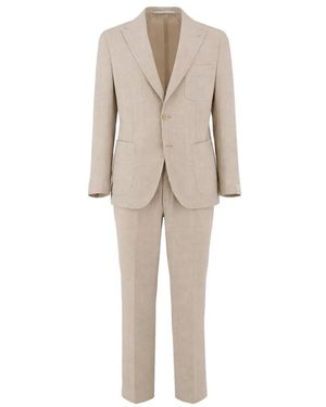 Eleventy Single Breasted Suits - Natural